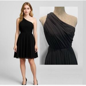 ABS Allen Schwartz Black One-Shoulder Cocktail Dress